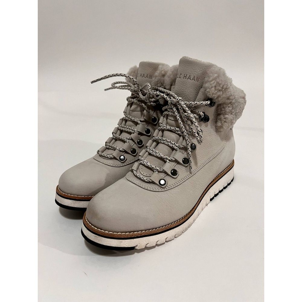 Cole Haan Grand Explore Waterproof Leather Sherpa Trimmed Boots Taupe si…